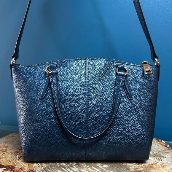 Coach Mini Kelsey Metallic Blue Leather Satchel Crossbody F22316 - Picture 9 of 16